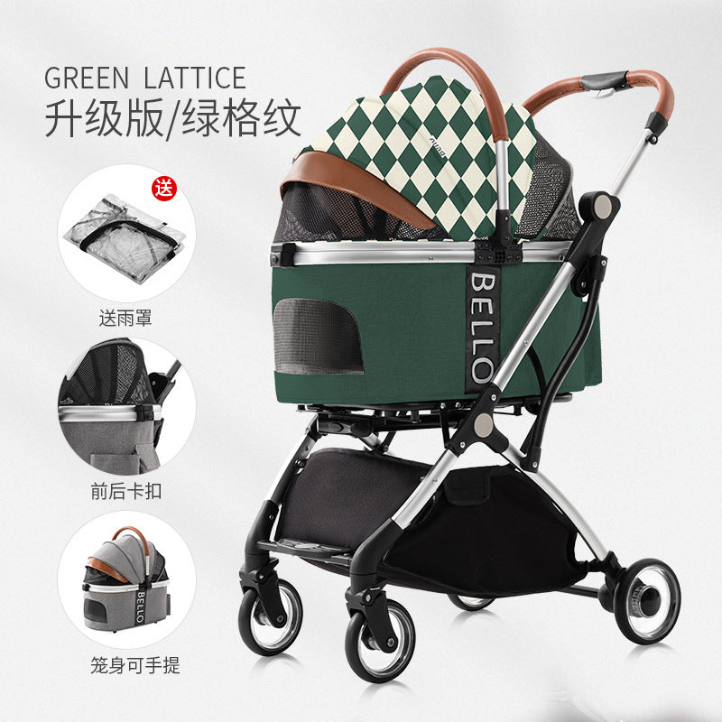 Dog Walking Pet Stroller Teddy Dog Four-wheel Universal Folding Cart