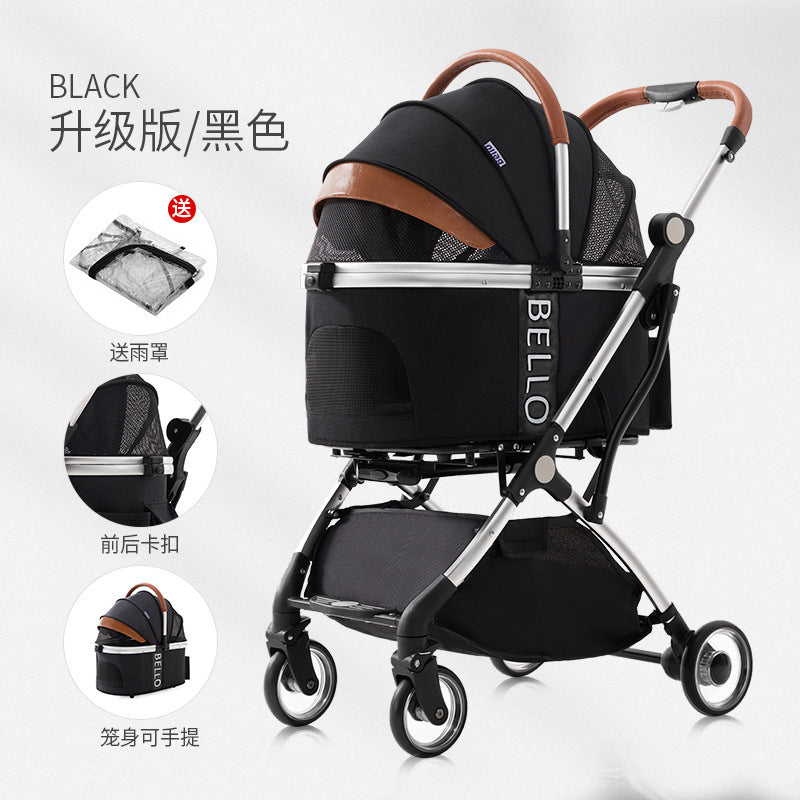 Dog Walking Pet Stroller Teddy Dog Four-wheel Universal Folding Cart