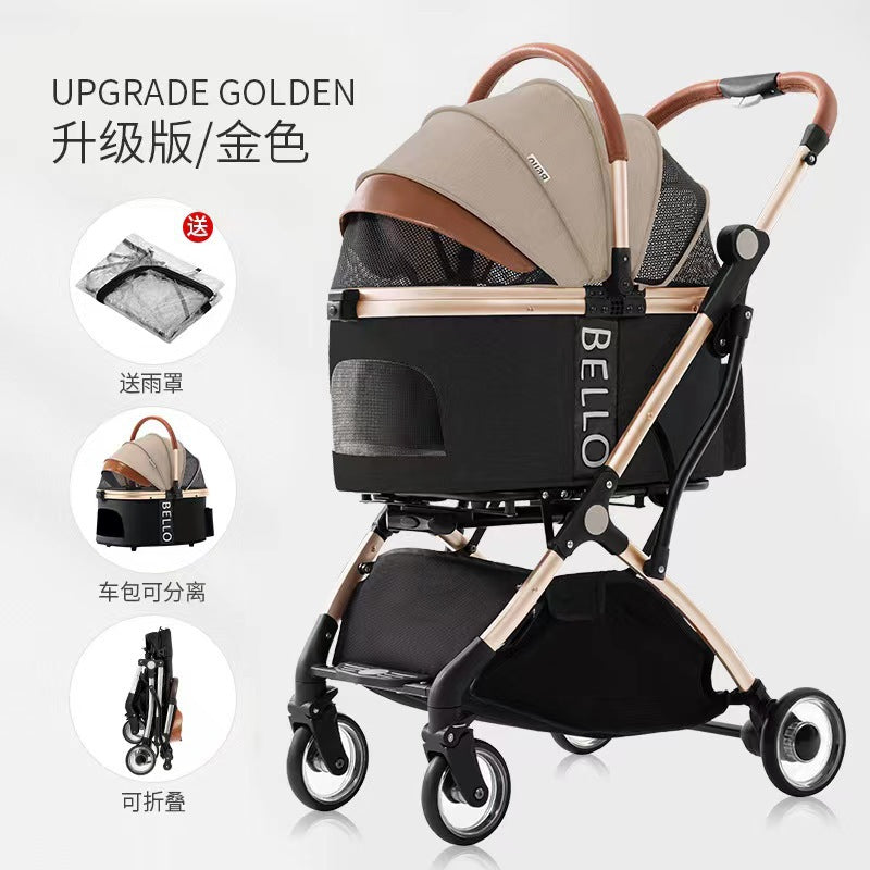 Dog Walking Pet Stroller Teddy Dog Four-wheel Universal Folding Cart