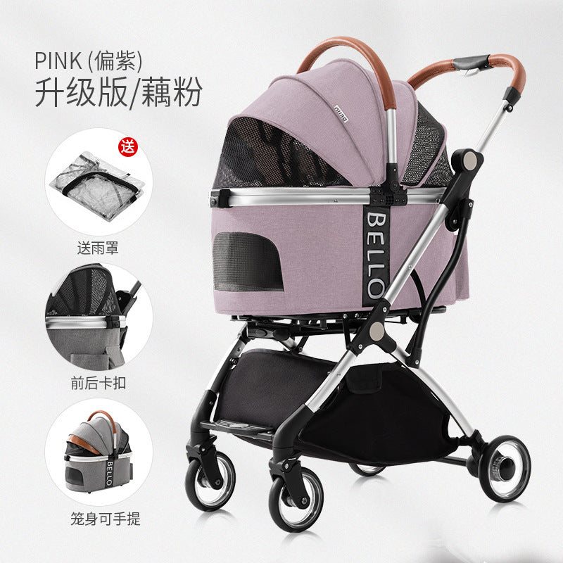 Dog Walking Pet Stroller Teddy Dog Four-wheel Universal Folding Cart